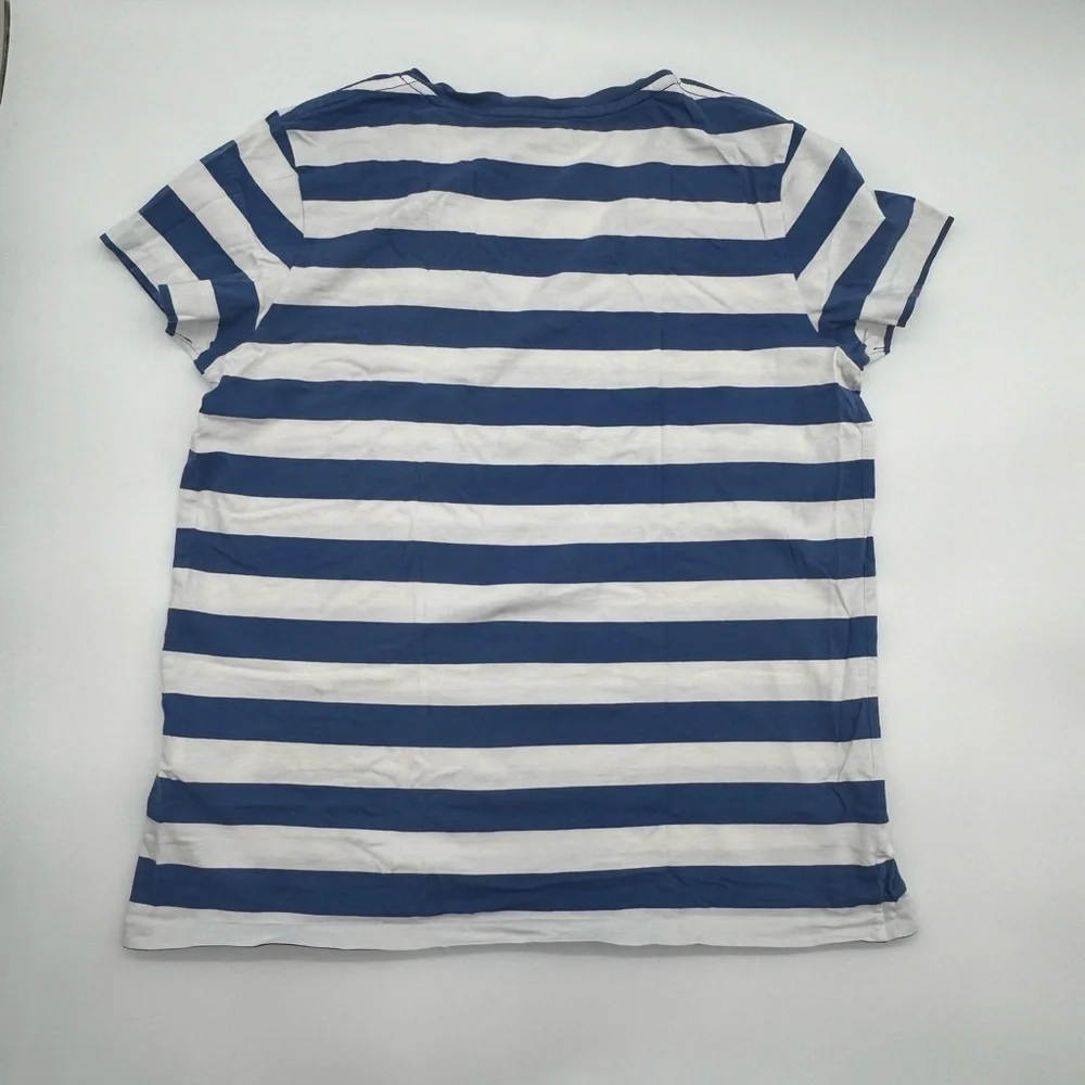 Polo by Ralph Lauren Women's Striped Navy and White Tee, Size Medium - Picture 2 of 11
